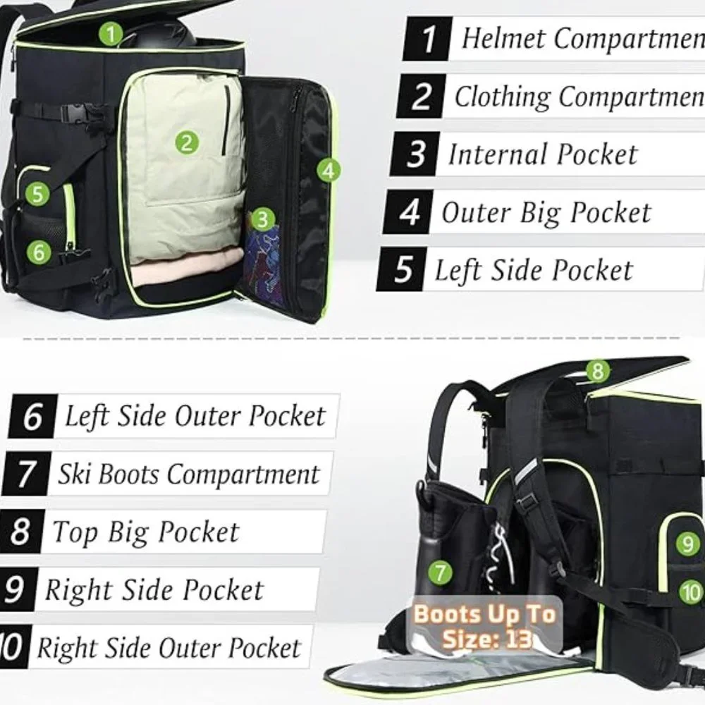 Ski boot bag backpack 60L